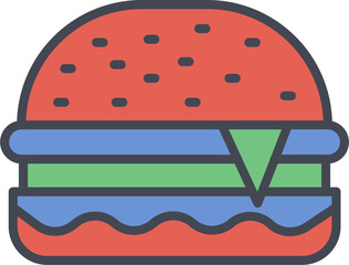 Sticker - Burger Vector Icon