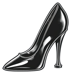 Wall Mural - PNG Kitten pump heel footwear drawing black.