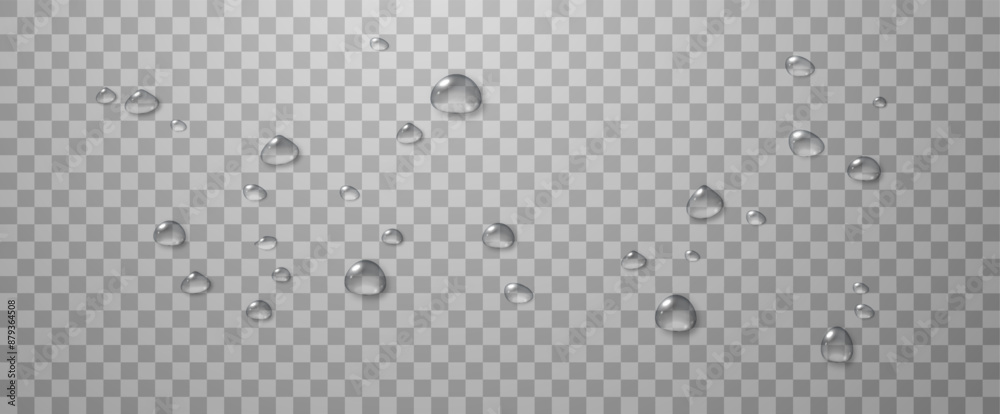 Realistic vector water drops png on a transparent light background ...