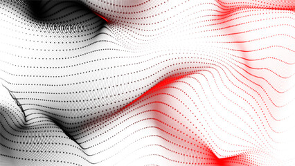 Poster - Abstract motion digital black and red dots wave futuristic technology background. Abstract dots background