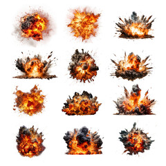 Poster - Fire explosion  png cut out set