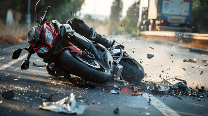 Sticker - AI generated image of moto bike collision motorcycle crash day accident