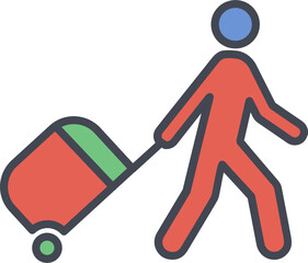 Canvas Print - Walking with Luggage Vector Icon