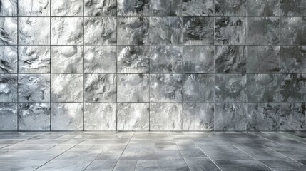 Wall Mural - wall and floor Silver mosaic tiles texture background