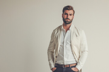 Wall Mural - young handsome man posing on white background