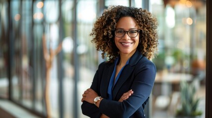 Poster - A portrait of an attractive business woman with curly hair