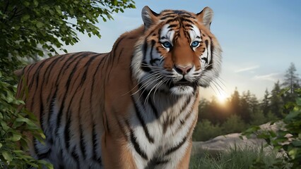 Great tiger male in the nature habitat wallpaper