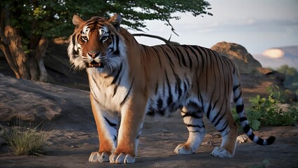 Poster - Great tiger male in the nature habitat wallpaper