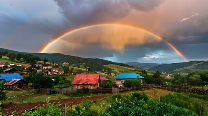 Wall Mural - In the evening after the rain a rainbow img