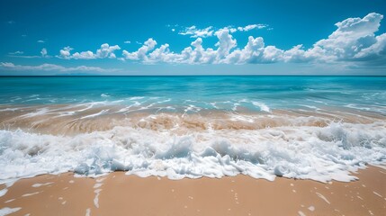 Poster - The waves rolling onto the sandy shore image