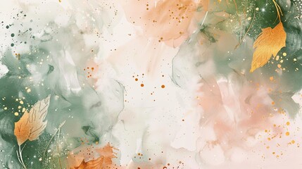 Sticker - Watercolor abstract background with soft peach and green tones