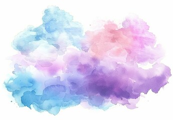 Sticker - watercolor pastel pink blue purple cloud clipart, white backgroun