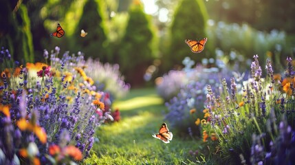 Wall Mural - Summer day in the garden where the green picture