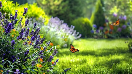 Wall Mural - Summer day in the garden where the green img