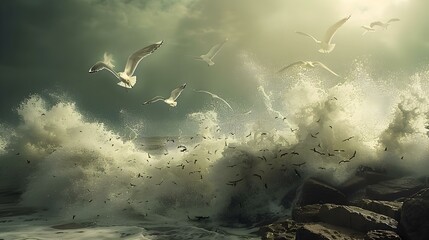 Canvas Print - On the shore where powerful waves collide