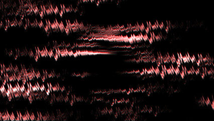 Fototapete - Glitch distorted wavy lines and particles. Modern, damaged, red texture background. For game screens, web-sites, designs, banners and business. 3d rendering.