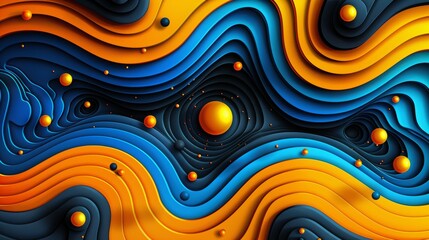 Fototapete - realistic colroful glamour abstract technology design wave featuring geometric shapes with realistic graphic shapes decoration in isolated elegant background, businsess background presentation 