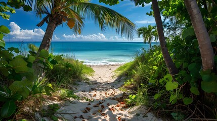 Wall Mural - The sandy path leading to a secluded beach