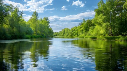 Canvas Print - the river meanders through dense trees