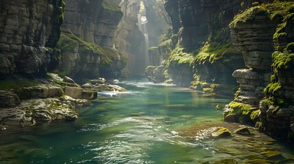 Canvas Print - A river flowing through a rocky gorge picture