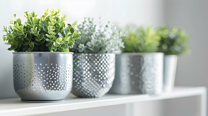 Wall Mural - Modern metal pots with geometric patterns filled img