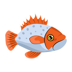 A cute flat icon of oscar fish 