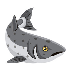 Sticker - An icon of salmon fish in flat style 

