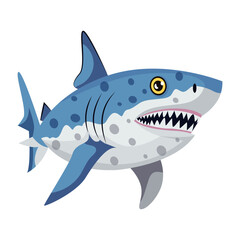 Sticker - A flat style icon of scary shark 

