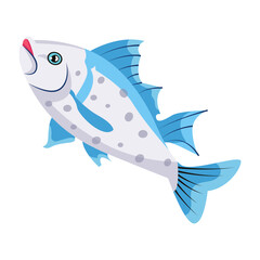 Sticker - A flat style cartoon fish icon 

