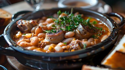 Poster - Cassoulet is a thick and hearty dish made picture