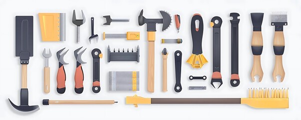 Illustration of Various Tools for Construction and Repair