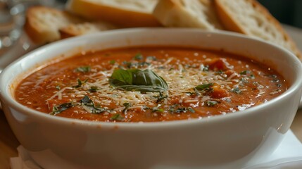 Wall Mural - Tomato basil soup is a thick and flavorful img