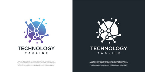Global technology vector logo icon template with connection concept	
