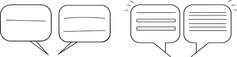 Aufkleber - Line drawing of speech bubbles isolated on white background. Ideal for mobile apps and social media.