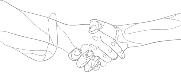 Aufkleber - Illustration of two businessmen shaking hands. Continued one line drawing in a modern style