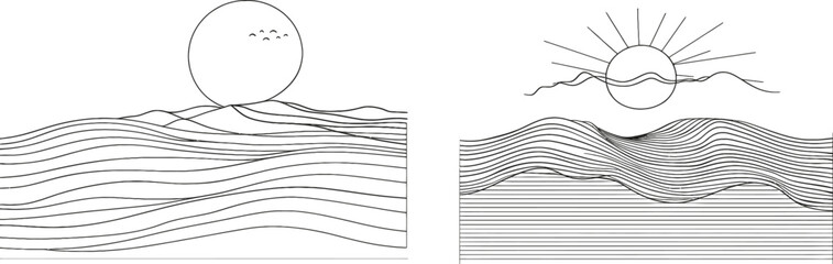 Leinwandbilder - A continuous line sketch of a sun. Sunny summer travel concept. Icon hot bright sky weather happy holiday vacation element.