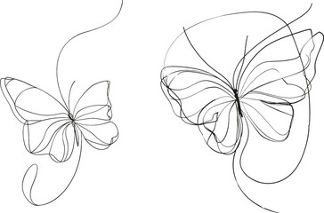 Leinwandbilder - Flying moth logo for wellness, beauty, or spa salons in simple line style. Editable stroke. Doodle modern illustration.