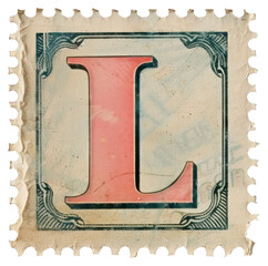 Poster - PNG  Stamp with alphabet L text font art.