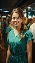 Poster - a woman with long hair and a green dress