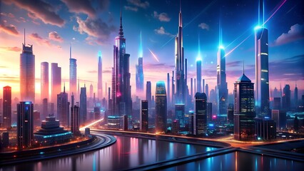 Digital Cityscape - A Futuristic Vision of a Modern Metropolis