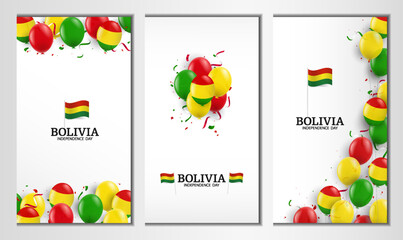 Wall Mural - Bolivia Independence Day. Banner set. Vector Illustration.
