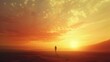 © Elkhan Babayev - A solitary figure standing in a vast landscape, celebrating a personal triumph as the sun rises. The image conveys feelings of accomplishment, success, and solitude.