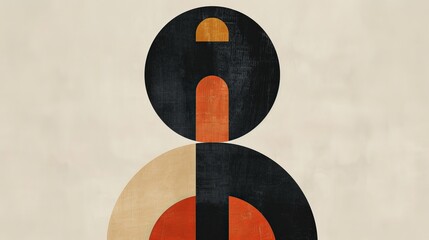 Poster - A minimalist abstract design with a focus on symmetry and balance, using simple shapes and a limited color palette