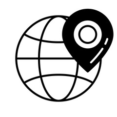 globe locatio flat outline icon