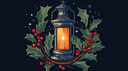 Wall Mural - A lantern with a candle inside