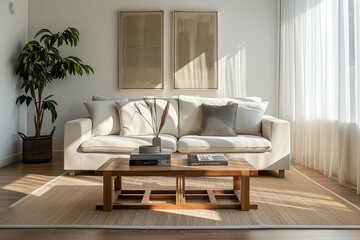 clean modern living room with a single piece of furniture