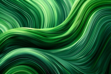 Poster - This image features vibrant green wavy patterns creating an abstract art piece with flowing lines and gradients highlighting the green hues in a mesmerizing way.