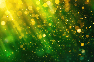 Poster - An abstract image featuring green and yellow light bokeh creating a dreamy and vibrant atmosphere, perfect for adding a touch of magic and light to any project.