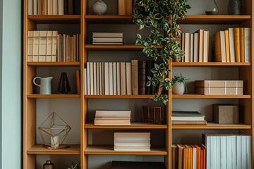 Wall Mural - minimalist bookshelf with a few carefully placed books