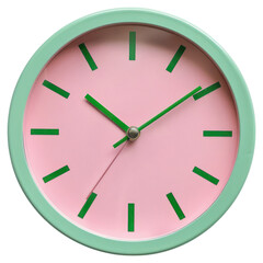 Canvas Print - PNG Pink and green clock white background deadline accuracy.